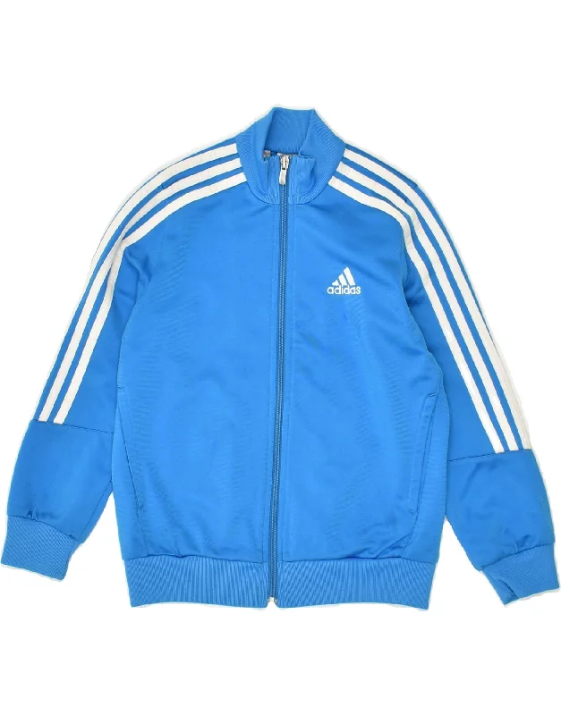 men's formal winter jackets -ADIDAS Boys Tracksuit Top Jacket 7-8 Years Blue Polyester