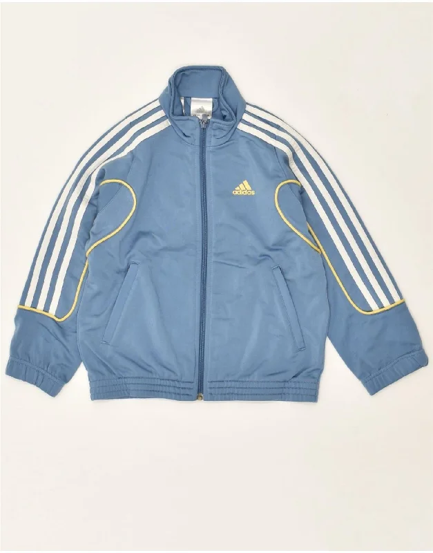 men's rain-resistant jackets -ADIDAS Boys Tracksuit Top Jacket 7-8 Years Blue Polyester