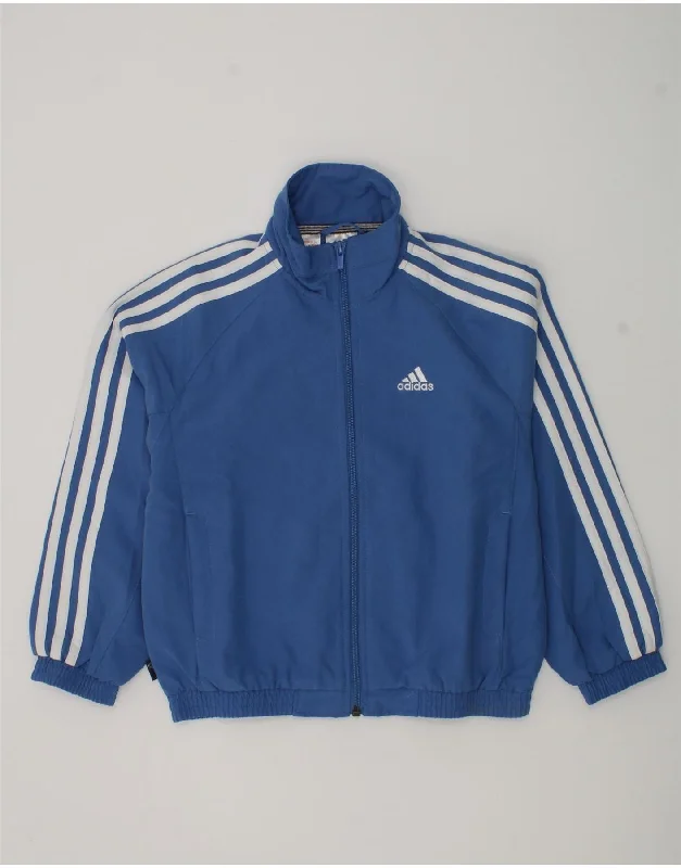 men's tailored outdoor jackets -ADIDAS Boys Tracksuit Top Jacket 7-8 Years Blue Polyester