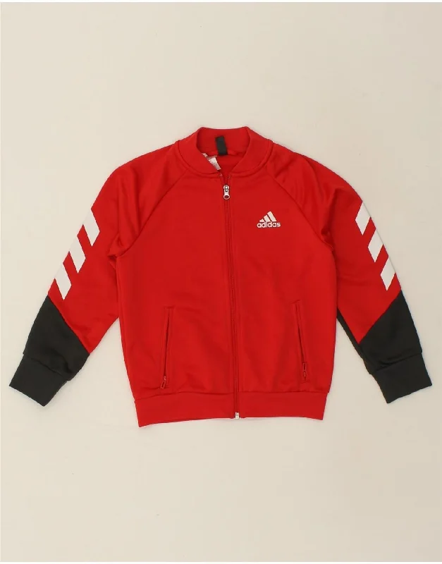 men's lightweight jackets for travel -ADIDAS Boys Tracksuit Top Jacket 7-8 Years Red Polyester