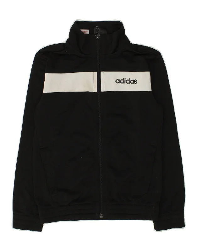 men's athletic jackets for outdoor -ADIDAS Boys Tracksuit Top Jacket 7-8 Years XS  Black Polyester