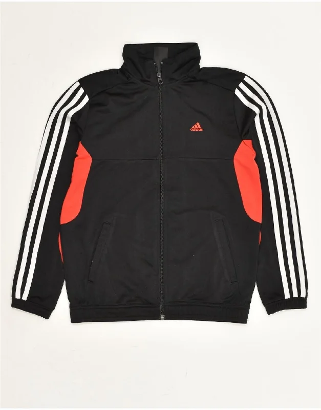 men's softshell winter jackets -ADIDAS Boys Tracksuit Top Jacket 9-10 Years Black Colourblock Polyester