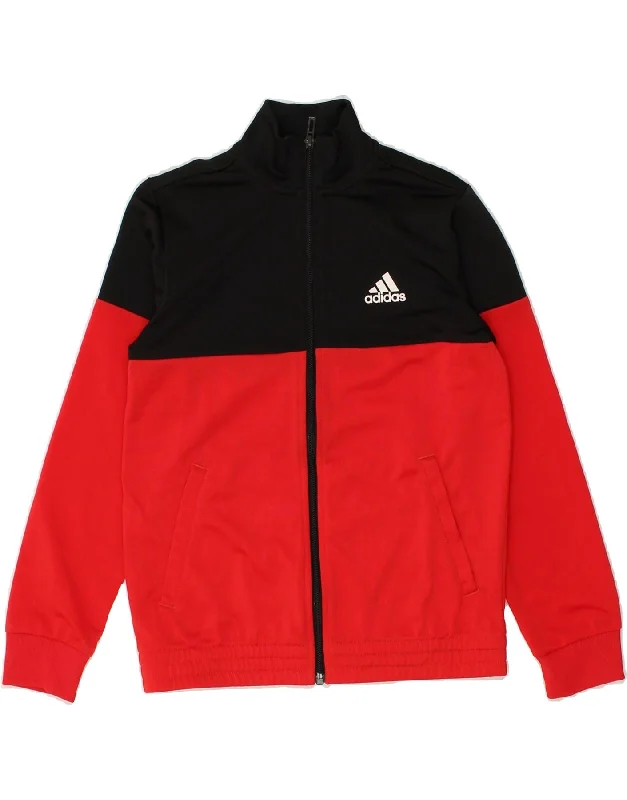 men's winter jackets with hood -ADIDAS Boys Tracksuit Top Jacket 9-10 Years Black Colourblock Polyester