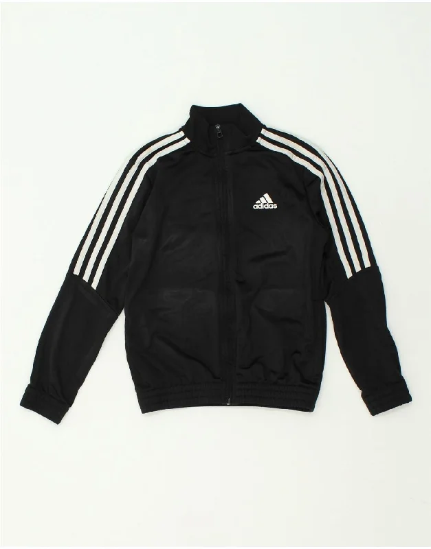 men's varsity jackets -ADIDAS Boys Tracksuit Top Jacket 9-10 Years Black Polyester