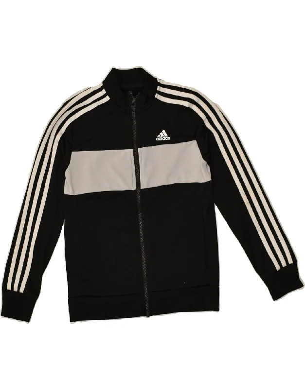 men's wind-resistant jackets -ADIDAS Boys Tracksuit Top Jacket 9-10 Years Black Polyester