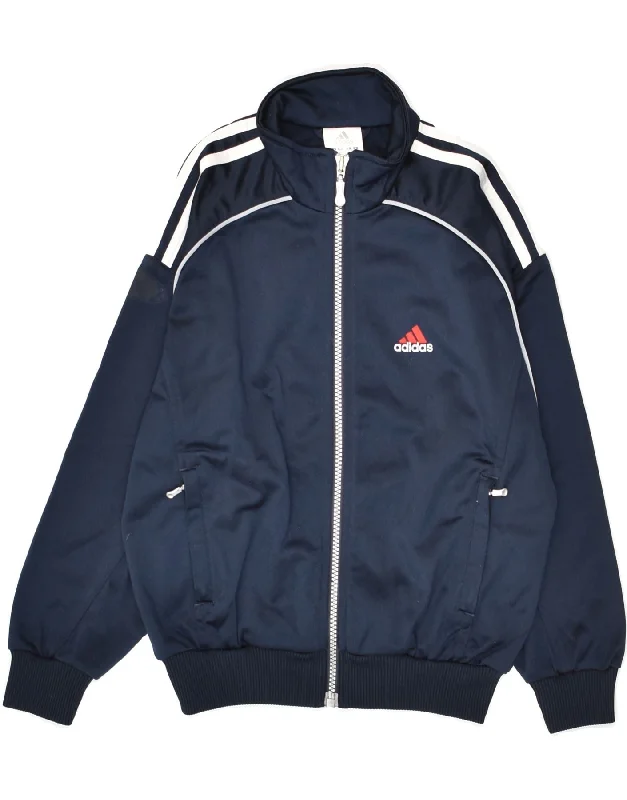 men's outerwear jackets for hiking -ADIDAS Boys Tracksuit Top Jacket 9-10 Years Navy Blue Polyester