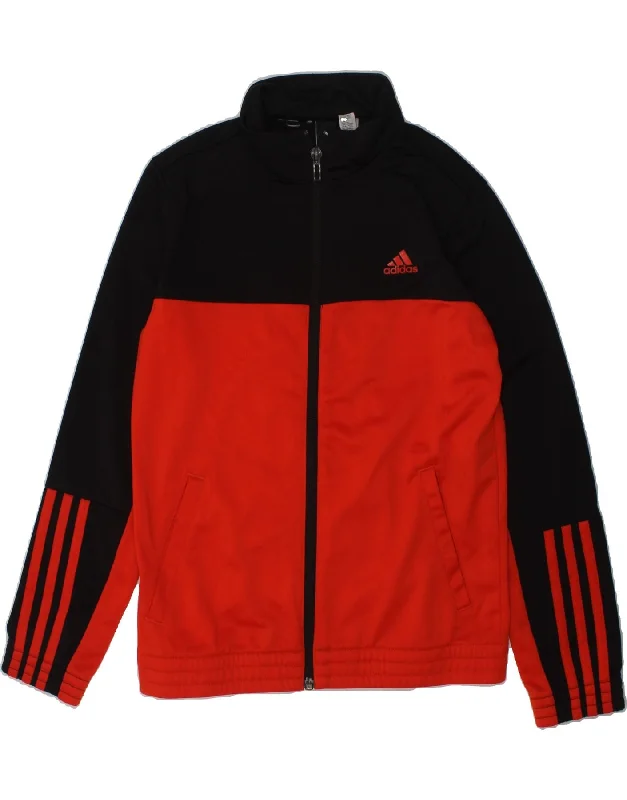 men's everyday jackets -ADIDAS Boys Tracksuit Top Jacket 9-10 Years Red Colourblock