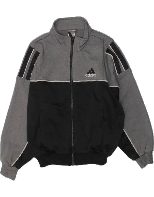 men's fleece jackets -ADIDAS Boys Tracksuit Top Jacket UK 24/26 7-8 Years Grey Colourblock