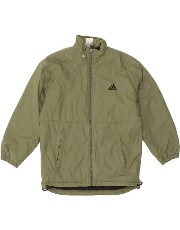 men's rain-resistant jackets -ADIDAS Boys Windbreaker Jacket 11-12 Years Khaki Polyester