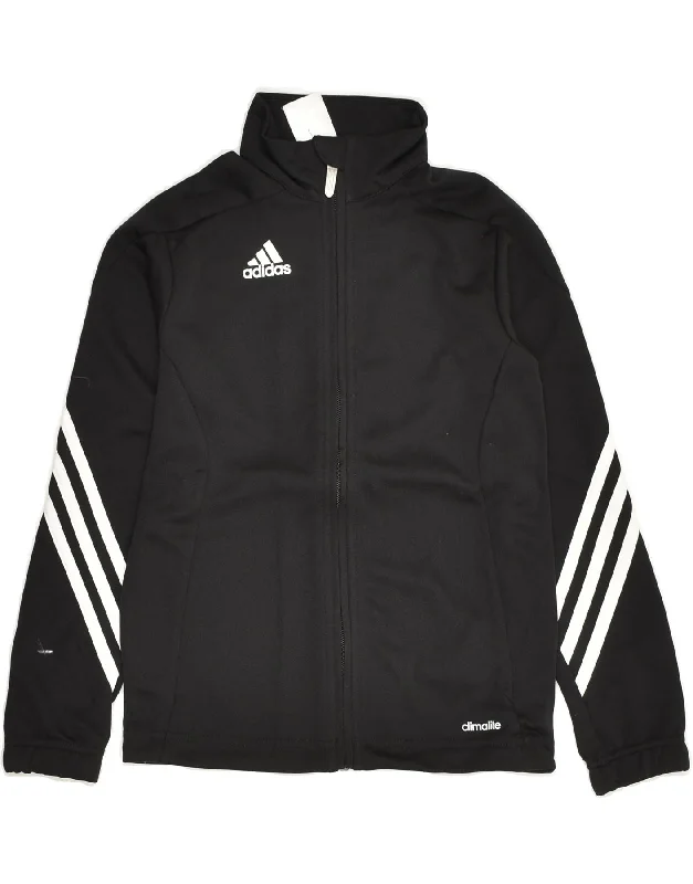 men's vintage jackets -ADIDAS Girls Climalite Tracksuit Top Jacket 7-8 Years Black Polyester