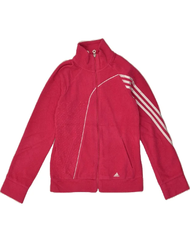 men's casual quilted jackets -ADIDAS Girls Climawarm Fleece Jacket 13-14 Years Pink Polyester