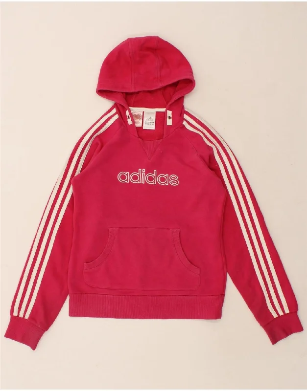 men's eco-friendly hoodies -ADIDAS Girls Crop Graphic Hoodie Jumper 13-14 Years Pink