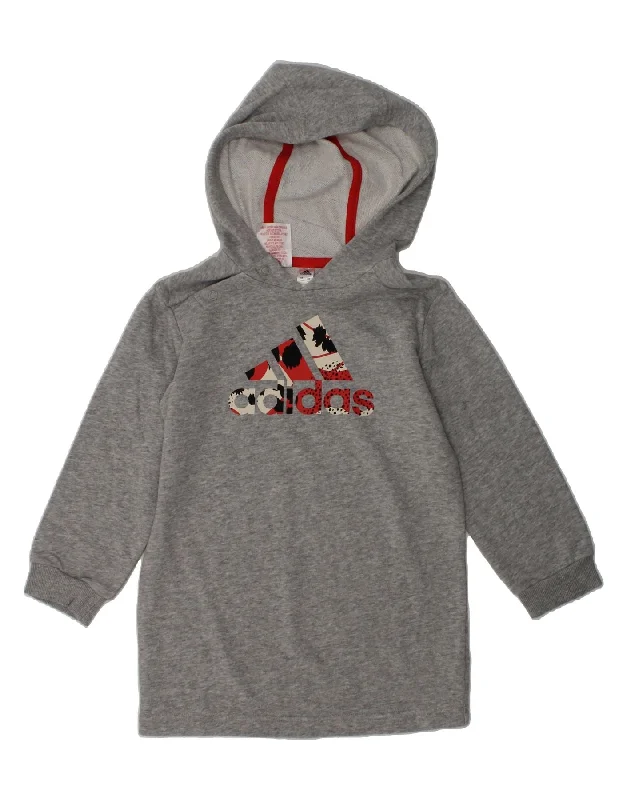 men's cozy hoodies -ADIDAS Girls Graphic Hoodie Dress 3-4 Years Grey Cotton