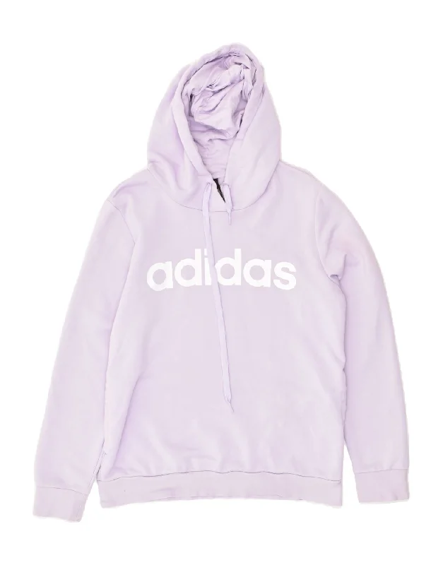 men's graphic hoodies for streetwear -ADIDAS Girls Graphic Hoodie Jumper 15-16 Years Large Purple Cotton