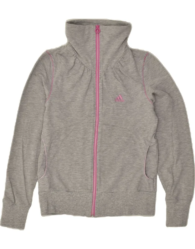 men's bomber jackets -ADIDAS Girls Graphic Tracksuit Top Jacket 13-14 Years Grey Cotton