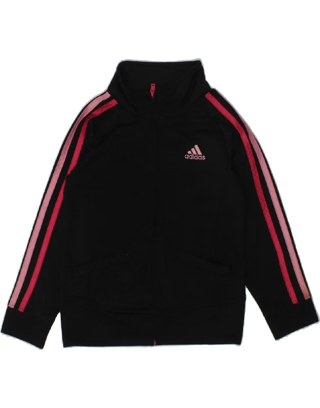 men's stylish parkas -ADIDAS Girls Graphic Tracksuit Top Jacket 2-3 Years Black Polyester