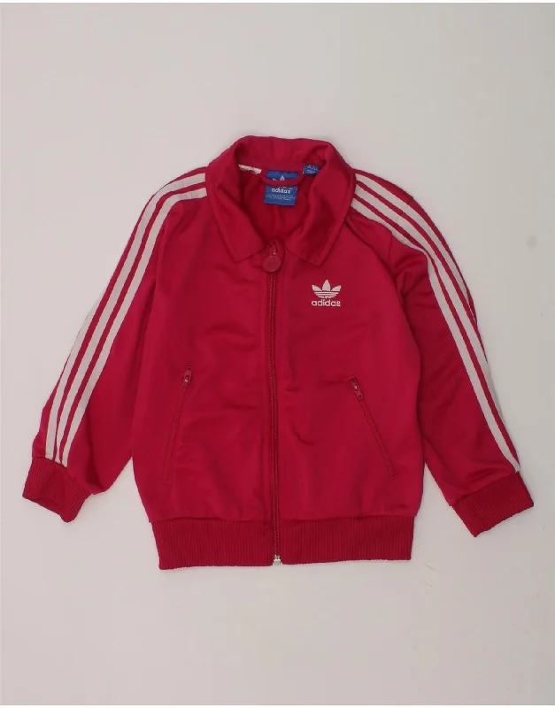 men's stylish denim jackets -ADIDAS Girls Graphic Tracksuit Top Jacket 3-4 Years Red Polyester