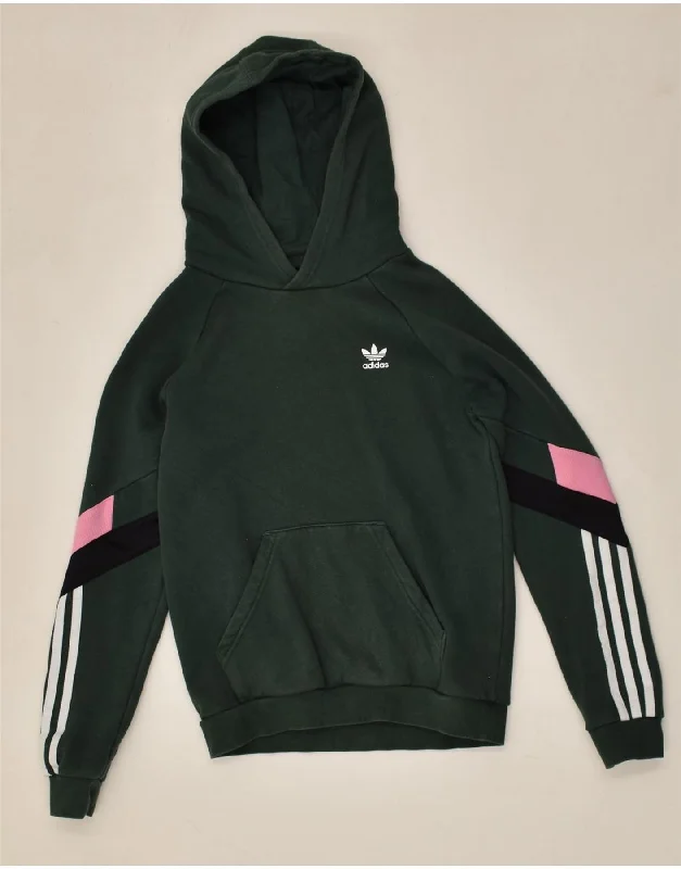 men's heavy-duty hoodies -ADIDAS Girls Hoodie Jumper 11-12 Years Green Cotton