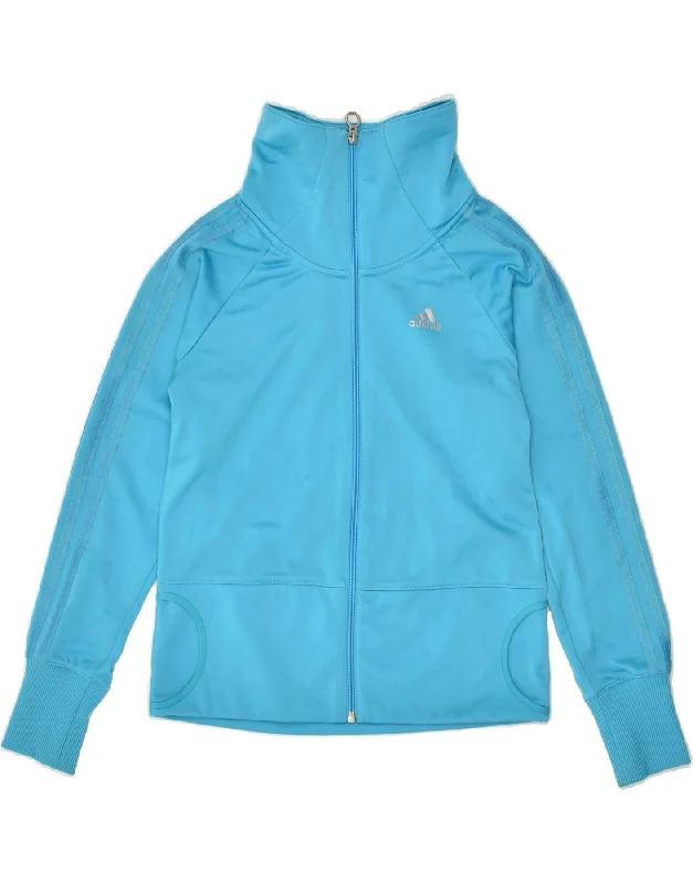 men's quilted jackets for winter -ADIDAS Girls Tracksuit Top Jacket 11-12 Years Blue Polyester