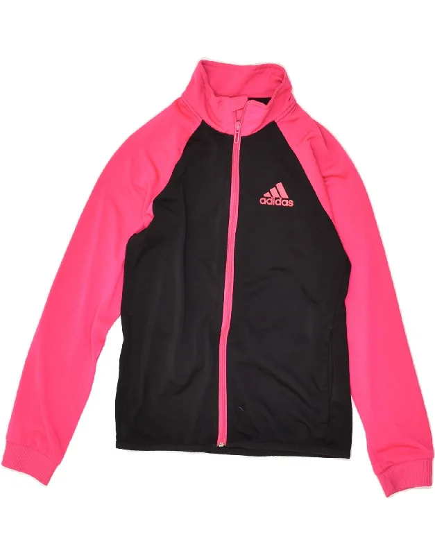 men's trench jackets for winter -ADIDAS Girls Tracksuit Top Jacket 11-12 Years Pink Colourblock Polyester