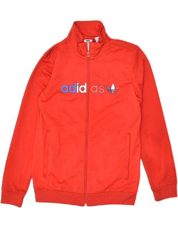 men's winter jackets -ADIDAS Girls Tracksuit Top Jacket 11-12 Years Red Polyester