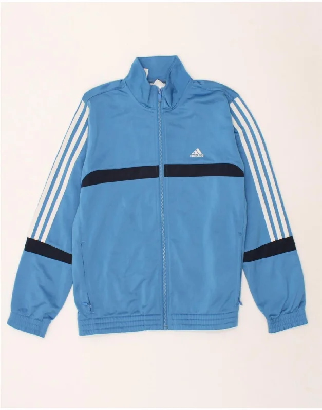 men's outdoor jackets -ADIDAS Girls Tracksuit Top Jacket 13-14 Years Blue Polyester