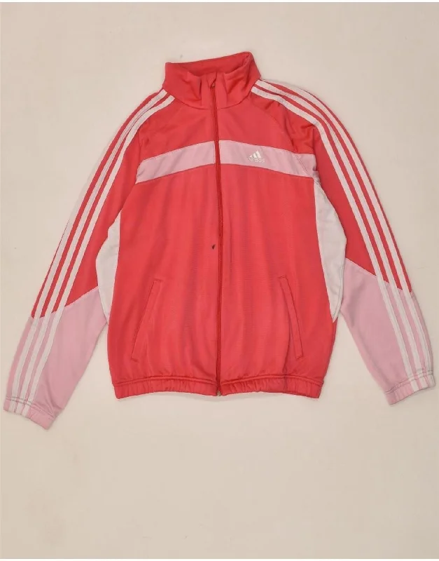 men's waterproof puffer jackets -ADIDAS Girls Tracksuit Top Jacket 15-16 Years Pink Colourblock Polyester