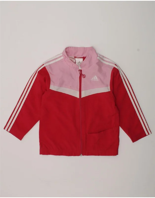 men's athletic jackets -ADIDAS Girls Tracksuit Top Jacket 2-3 Years Pink Colourblock Polyester