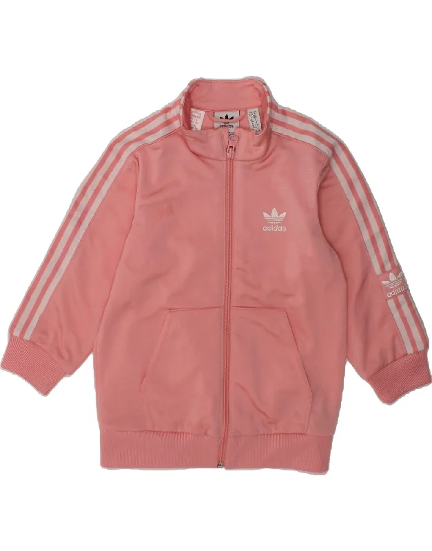 men's windbreaker jackets -ADIDAS Girls Tracksuit Top Jacket 2-3 Years Pink Polyester