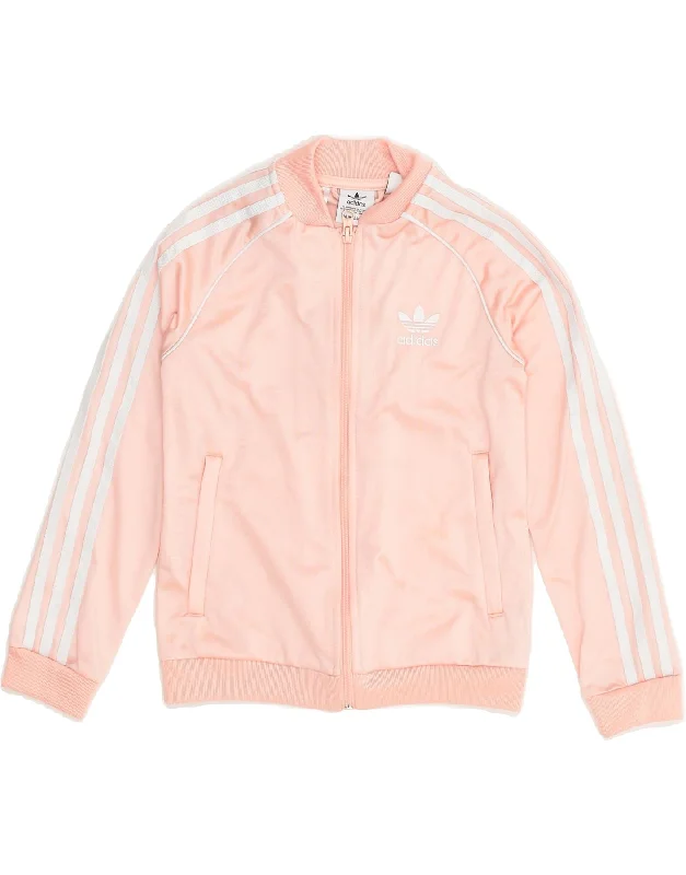 men's custom jackets -ADIDAS Girls Tracksuit Top Jacket 7-8 Years Pink Polyester