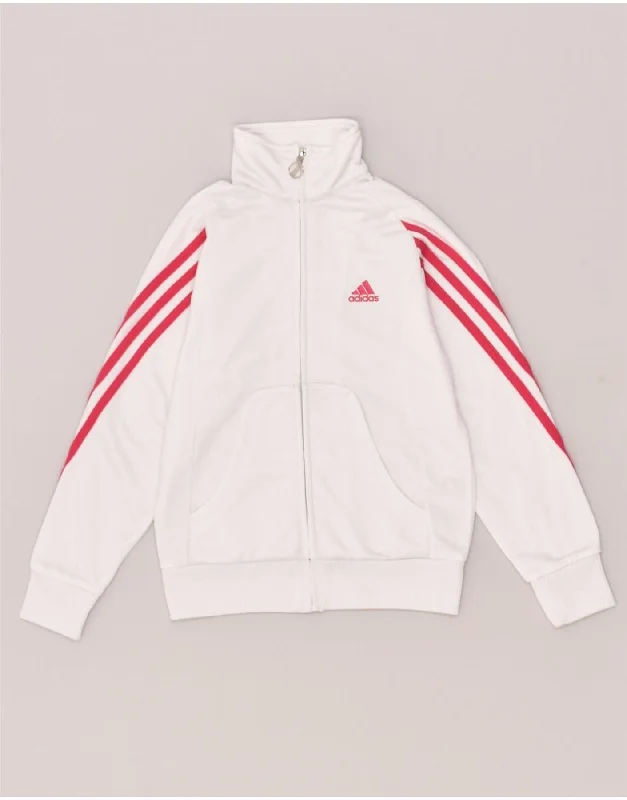 men's trench jackets for winter -ADIDAS Girls Tracksuit Top Jacket 7-8 Years White Polyester