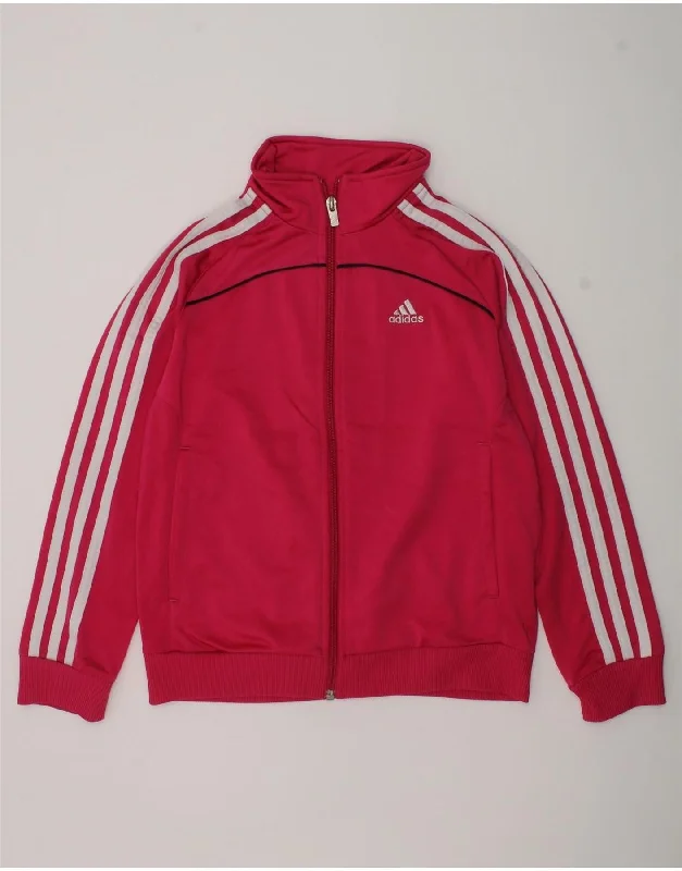 men's travel jackets -ADIDAS Girls Tracksuit Top Jacket 9-10 Years Pink Polyester