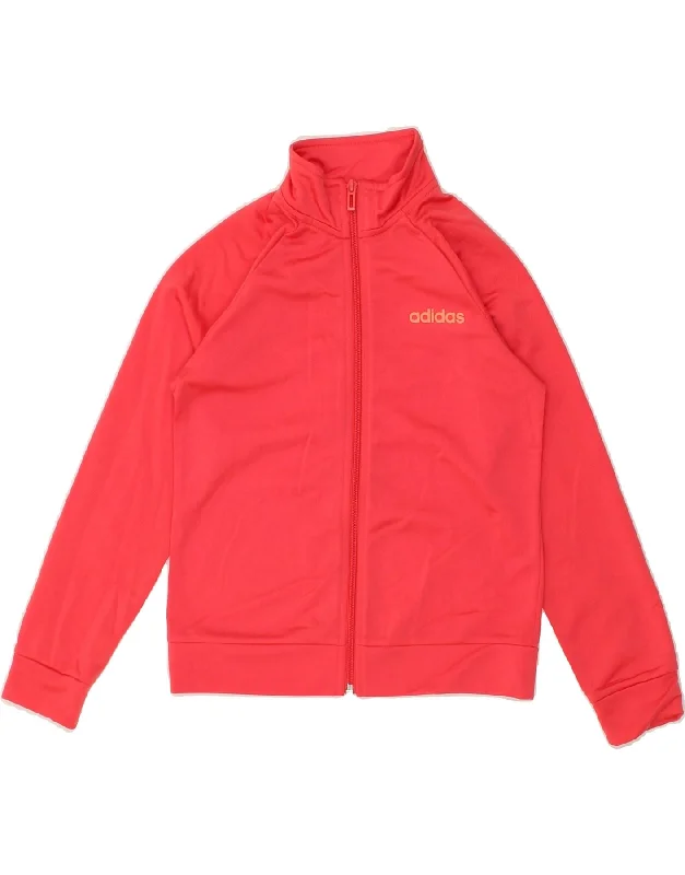 men's insulated jackets -ADIDAS Girls Tracksuit Top Jacket 9-10 Years Red