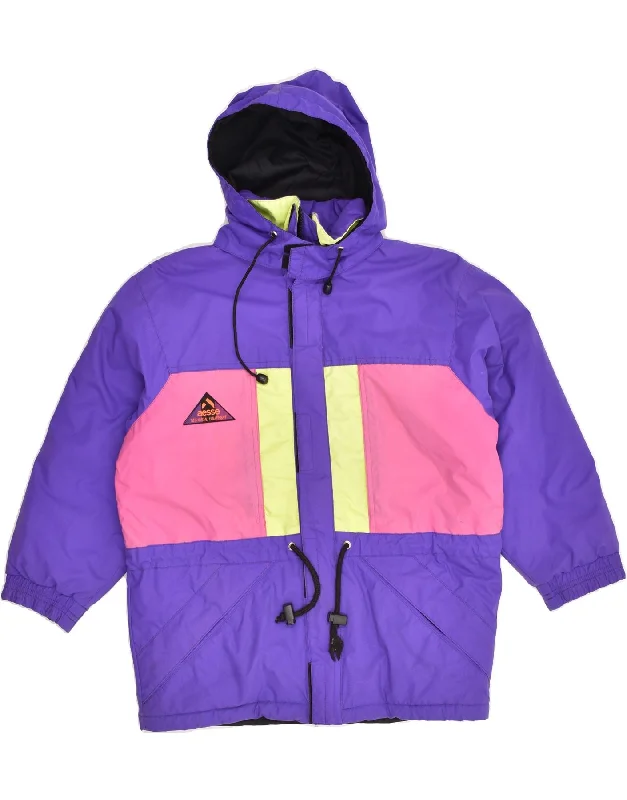 men's insulated jackets for snow -AESSE Girls Hooded Padded Jacket 13-14 Years Purple Colourblock