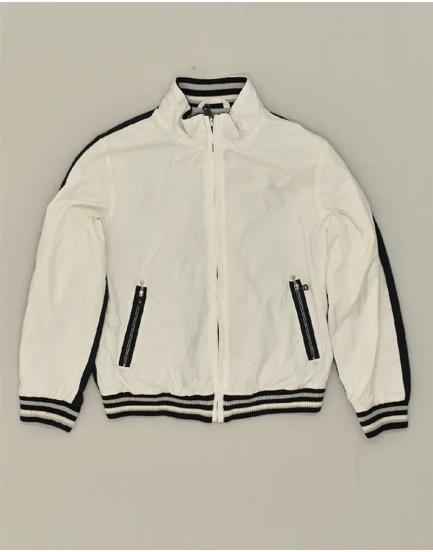 men's leather jackets -ARMANI JUNIOR Boys Tracksuit Top Jacket 5-6 Years White Colourblock