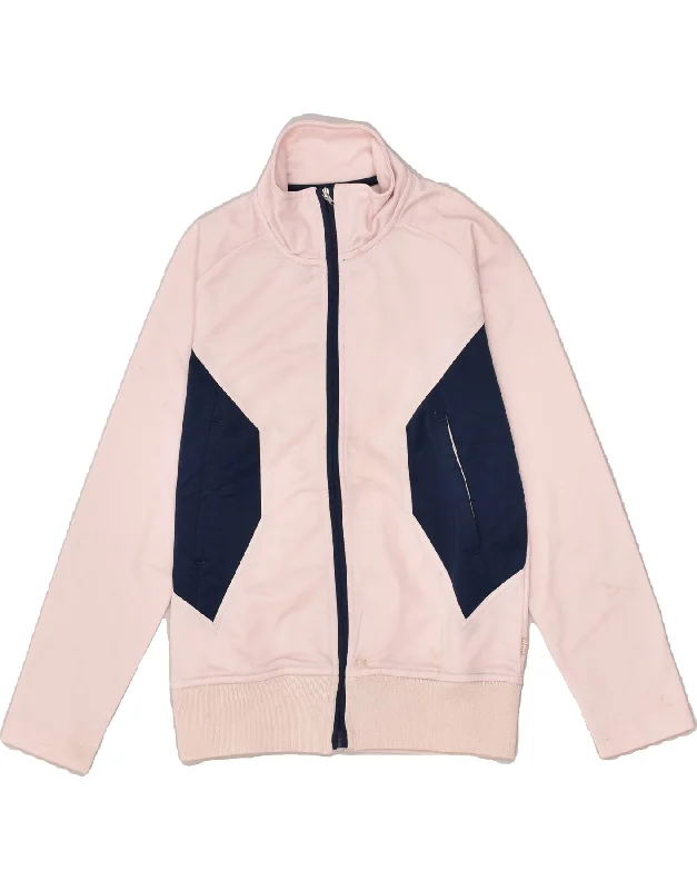 men's jacket with hoodie -ASICS Girls Tracksuit Top Jacket 7-8 Years Pink Colourblock