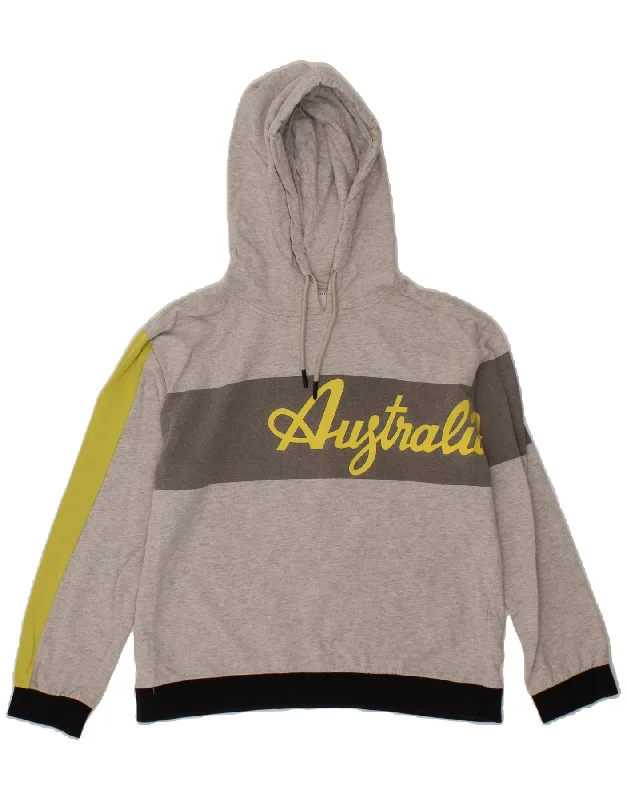 men's fleece hoodies -AUSTRALIAN L'ALPINA Boys Graphic Hoodie Jumper 15-16 Years Grey