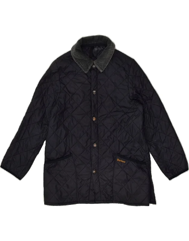 men's parka jackets with fur -BARBOUR Girls Quilted Jacket 9-10 Years Large Navy Blue Polyamide