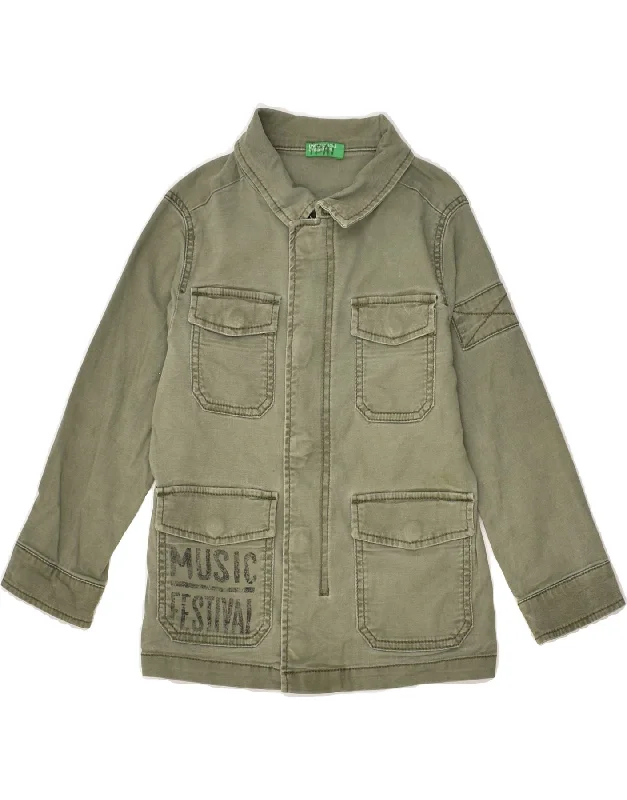 men's rain jackets -BENETTON Boys Utility Jacket 2-3 Years Khaki