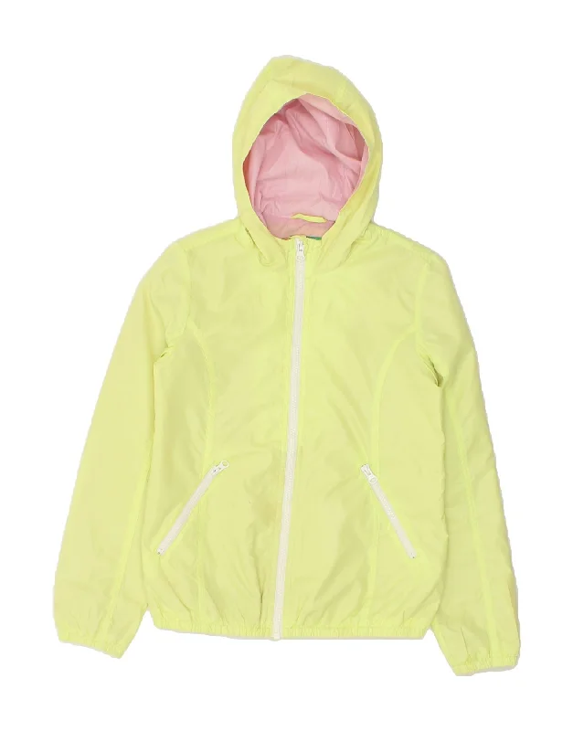 men's windbreaker jackets -BENETTON Girls Hooded Rain Jacket 9-10 Years Yellow