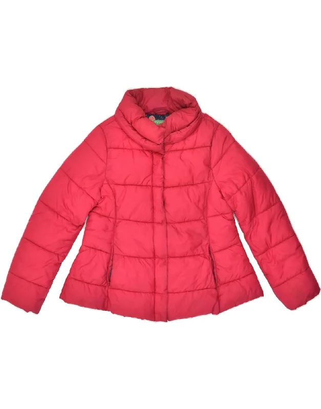 men's slim-fit jackets -BENETTON Girls Padded Jacket 10-11 Years XL Red Polyamide