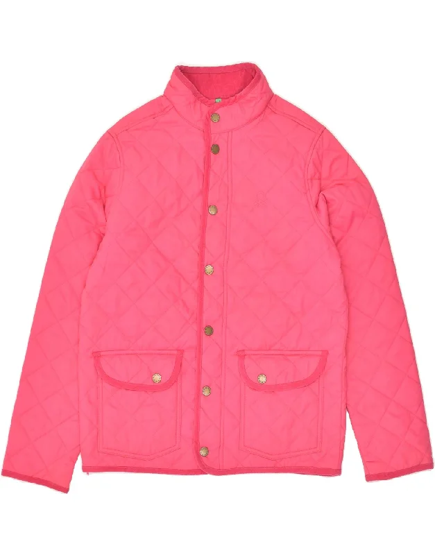 men's high-performance jackets -BENETTON Girls Quilted Jacket 13-14 Years 3XL Pink Polyamide