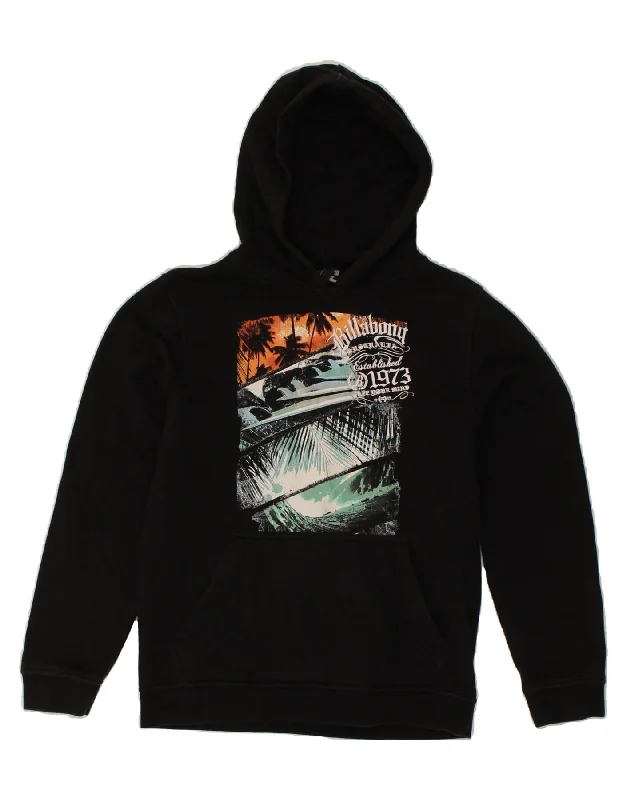 men's hoodies with logos -BILLABONG Boys Graphic Hoodie Jumper 11-12 Years Black Cotton