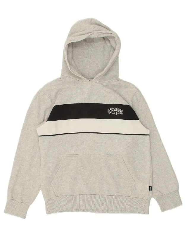 men's lightweight cotton hoodie -BILLABONG Boys Graphic Hoodie Jumper 13-14 Years Grey Colourblock Cotton