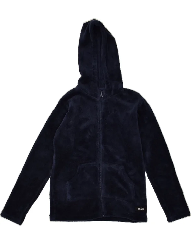 men's outdoor adventure jackets -BRUGI Boys Hooded Fleece Jacket 11-12 Years Navy Blue Polyester