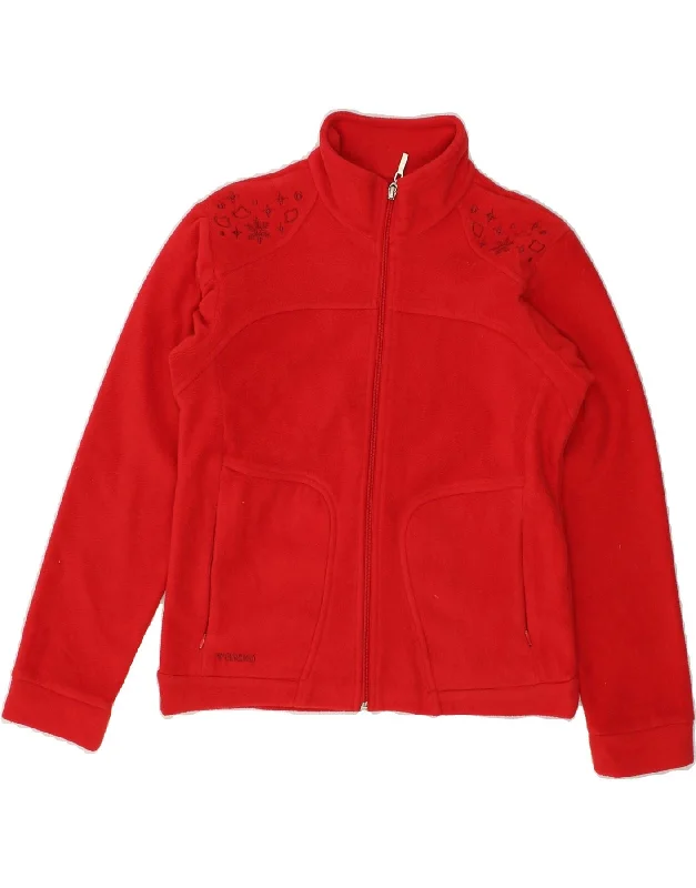 men's athletic jackets for outdoor -BRUGI Girls Graphic Fleece Jacket 11-12 Years Red Polyester