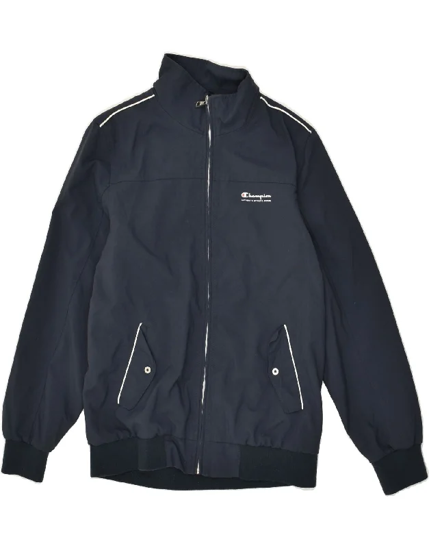 men's fashionable jackets -CHAMPION Boys Bomber Jacket 13-14 Years XL Navy Blue