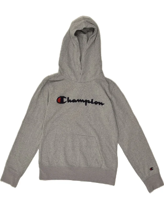 men's soft cotton hoodies -CHAMPION Boys Graphic Hoodie Jumper 15-16 Years XS  Grey Cotton