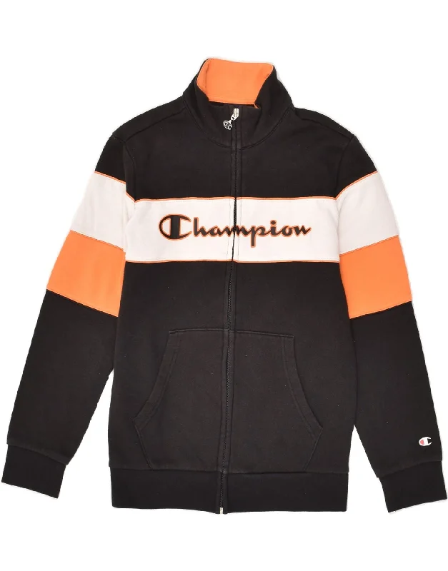 men's slim fit leather jackets -CHAMPION Boys Graphic Tracksuit Top Jacket 11-12 Years Large Black