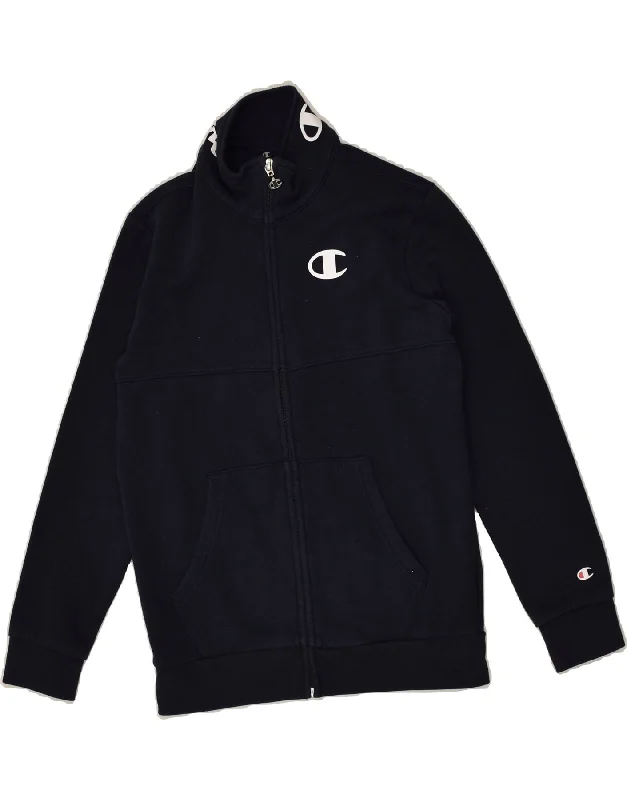 men's puffer jackets -CHAMPION Boys Graphic Tracksuit Top Jacket 11-12 Years Large  Navy Blue